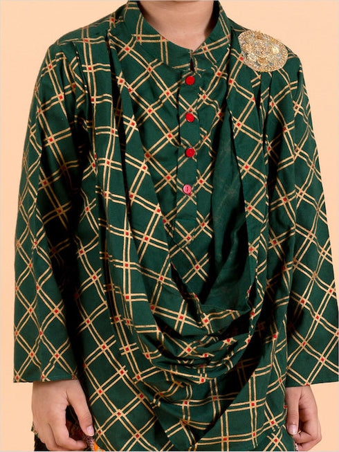 Boys Ethnic Motifs Printed Pure Cotton Kurta With Pyjamas Nahru Jacket